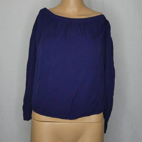 Cloth & Stone Homestead off the Shoulder Blouse Top Navy Blue Long Sleeve - Picture 2 of 10